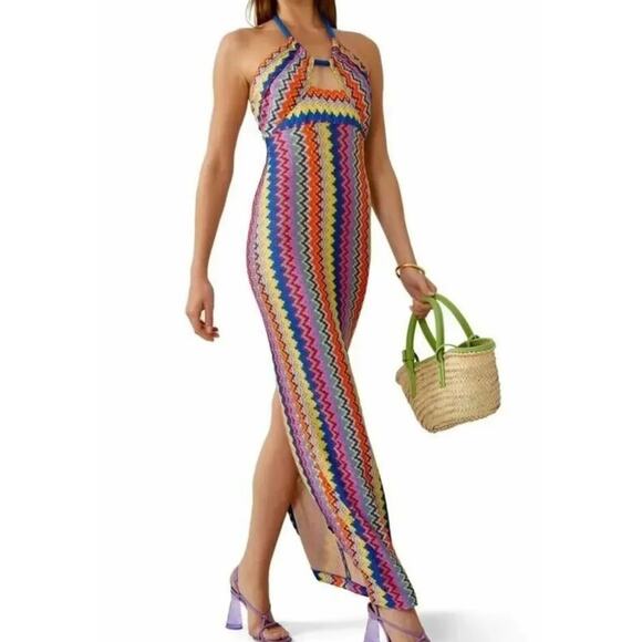 NWT Alexis Multicolor Sunrise Knit Vedette Sleeveless Maxi Dress Size M Resort - Picture 6 of 16